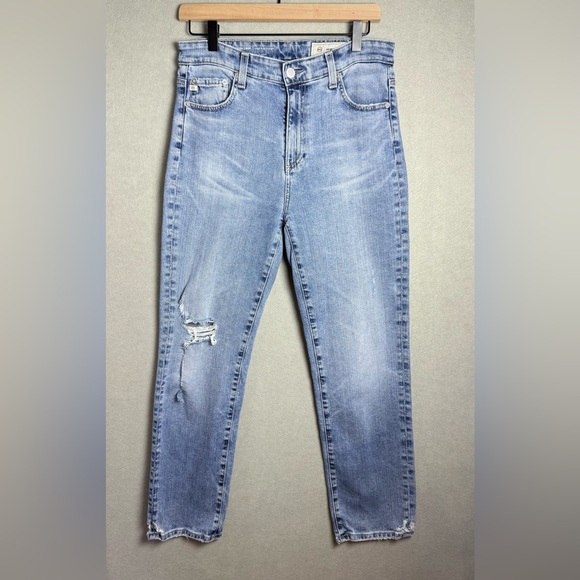 AG-ED Denim Saige High-Rise Straight Distressed Jeans Contour 360 Size 28 - Picture 1 of 16